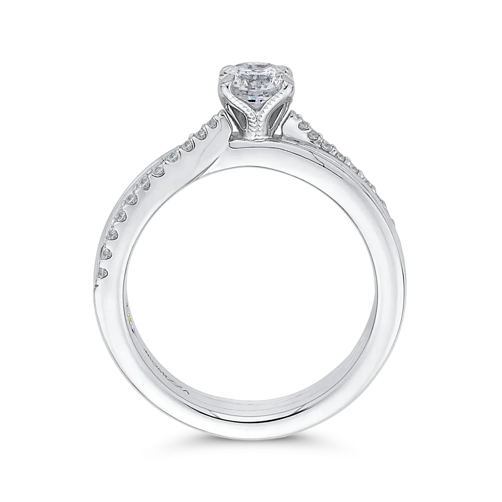 14K White Gold Round Cut Diamond Engagement Ring