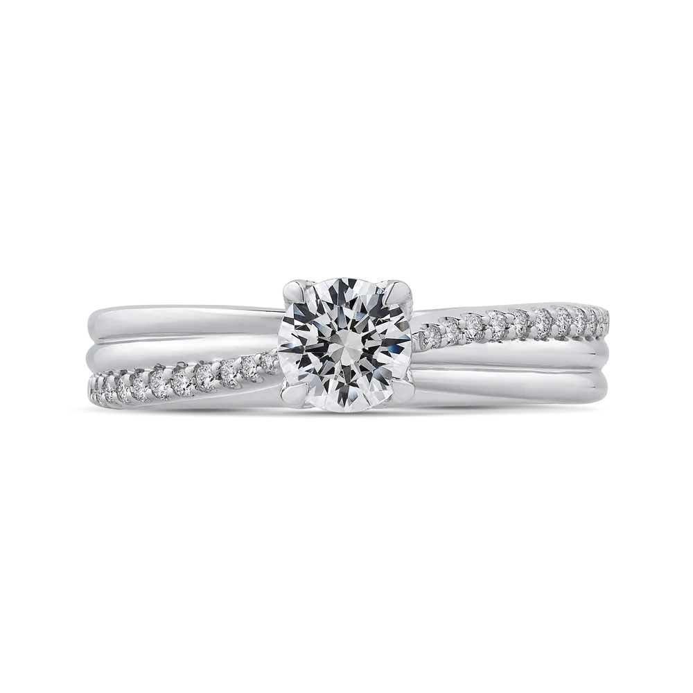 14K White Gold Round Cut Diamond Engagement Ring