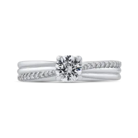 14K White Gold Round Cut Diamond Engagement Ring