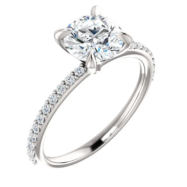 14K White Gold Round Engagement Ring 122790:195:P