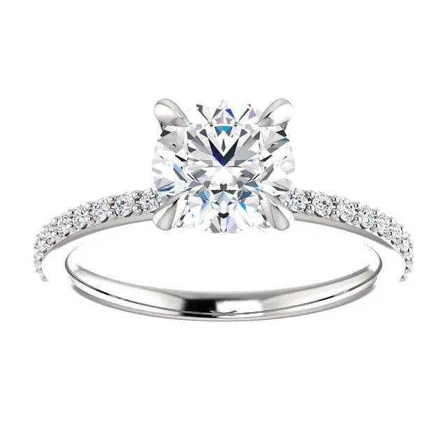 14K White Gold Round Engagement Ring 122790:195:P