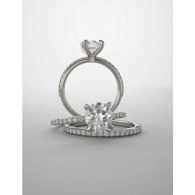 14K White Gold Round Engagement Ring 122790:195:P