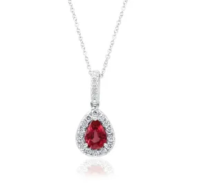 14K White Gold Ruby and Diamond Necklace