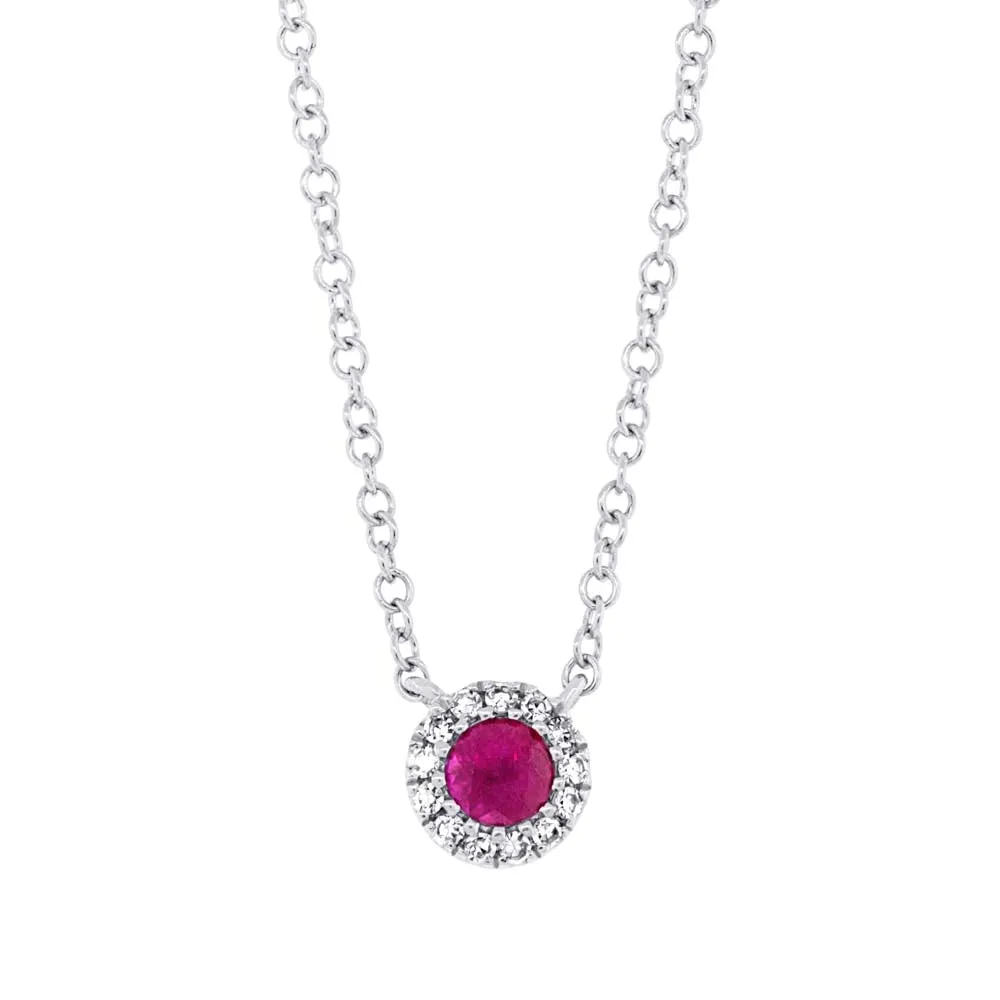 14K White Gold Ruby and Diamond Necklace