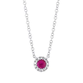 14K White Gold Ruby and Diamond Necklace