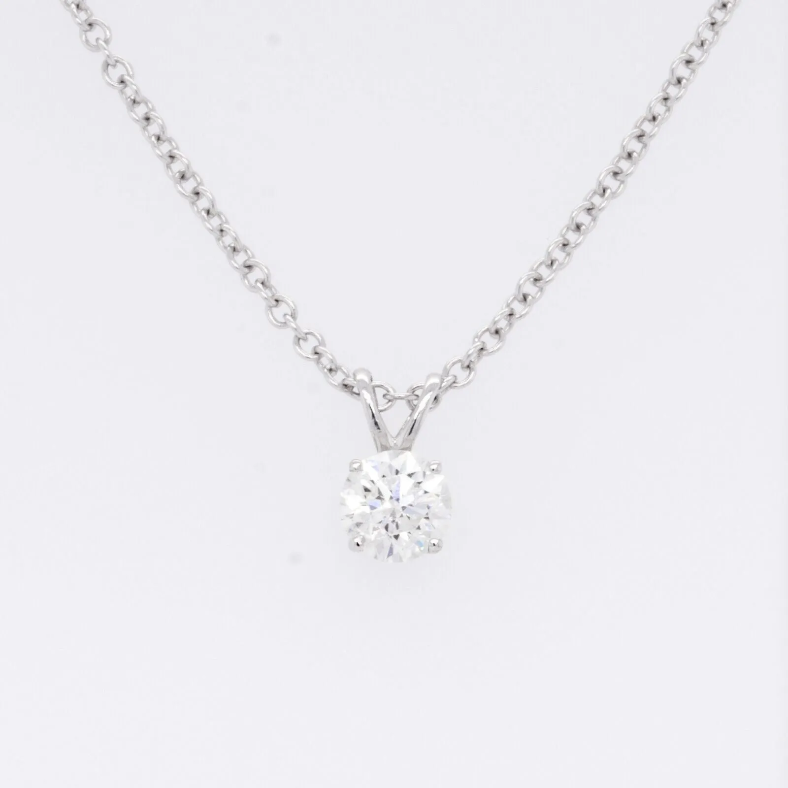 14k White Gold Single Diamond Pendant Necklace 0.27ct H SI1 18" 1.9g