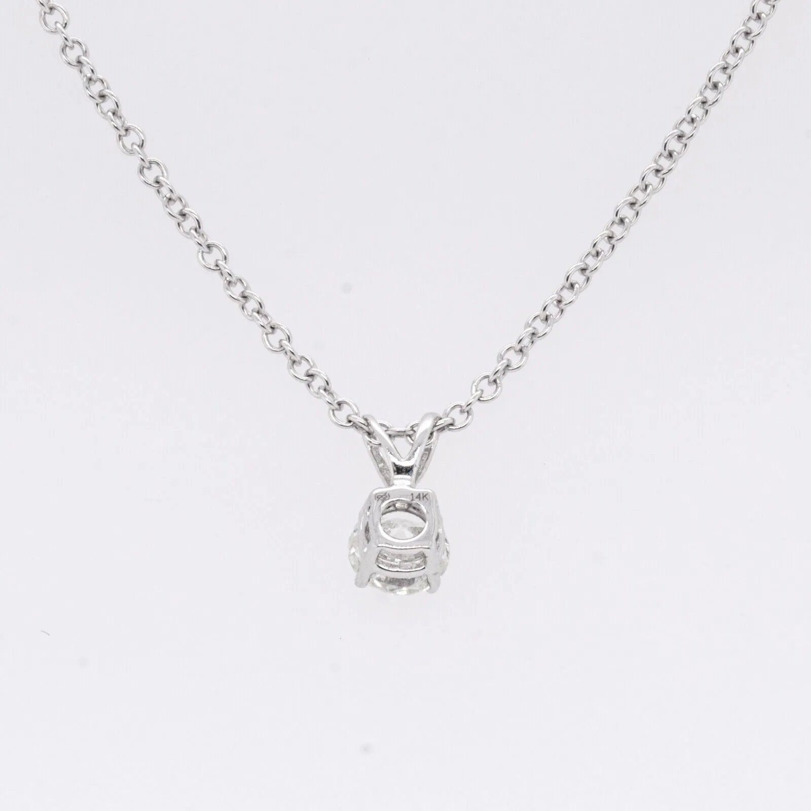 14k White Gold Single Diamond Pendant Necklace 0.27ct H SI1 18" 1.9g