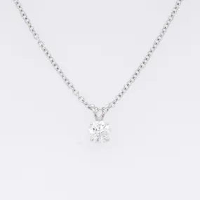 14k White Gold Single Diamond Pendant Necklace 0.27ct H SI1 18" 1.9g