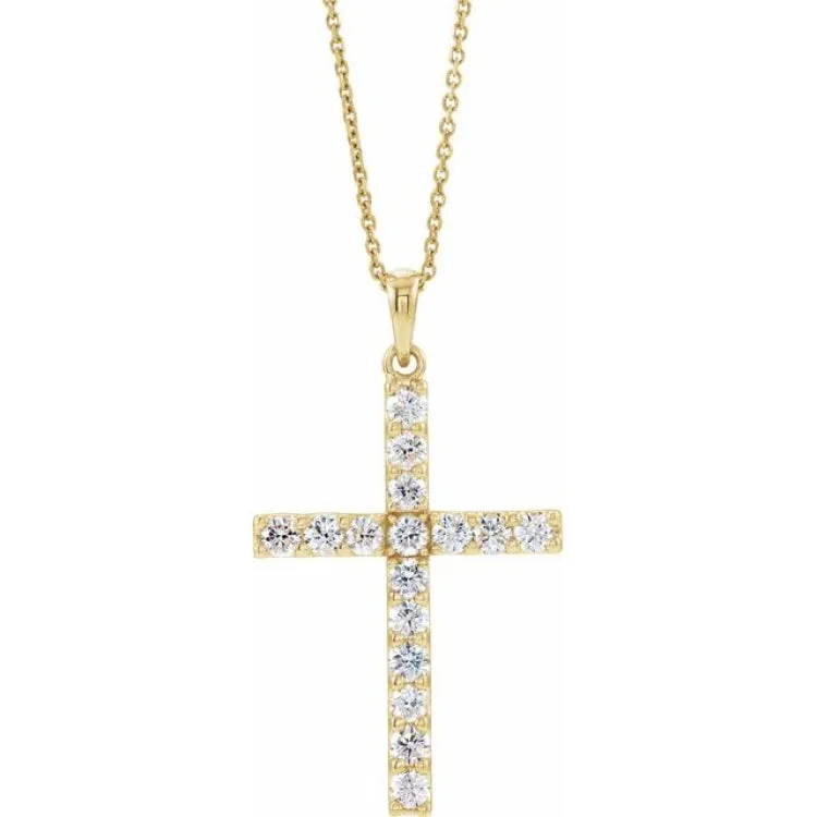 14K Yellow 1/5 CTW Natural Diamond Cross 18" Necklace