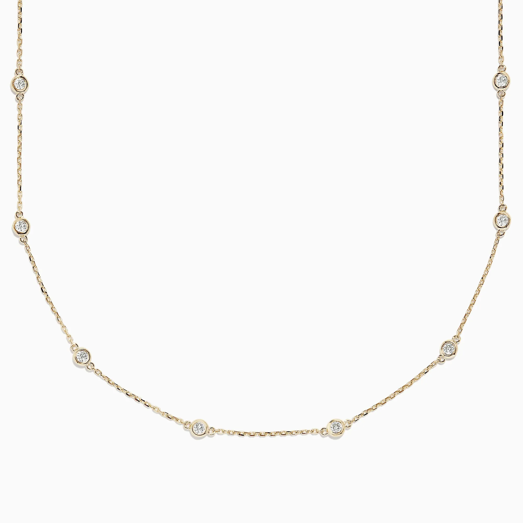 14K Yellow Gold 18" Diamond Station Necklace, 1.00 TCW