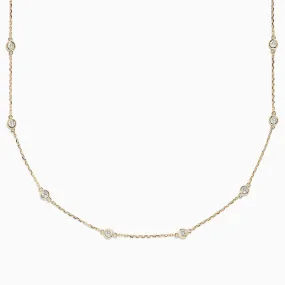 14K Yellow Gold 18" Diamond Station Necklace, 1.00 TCW