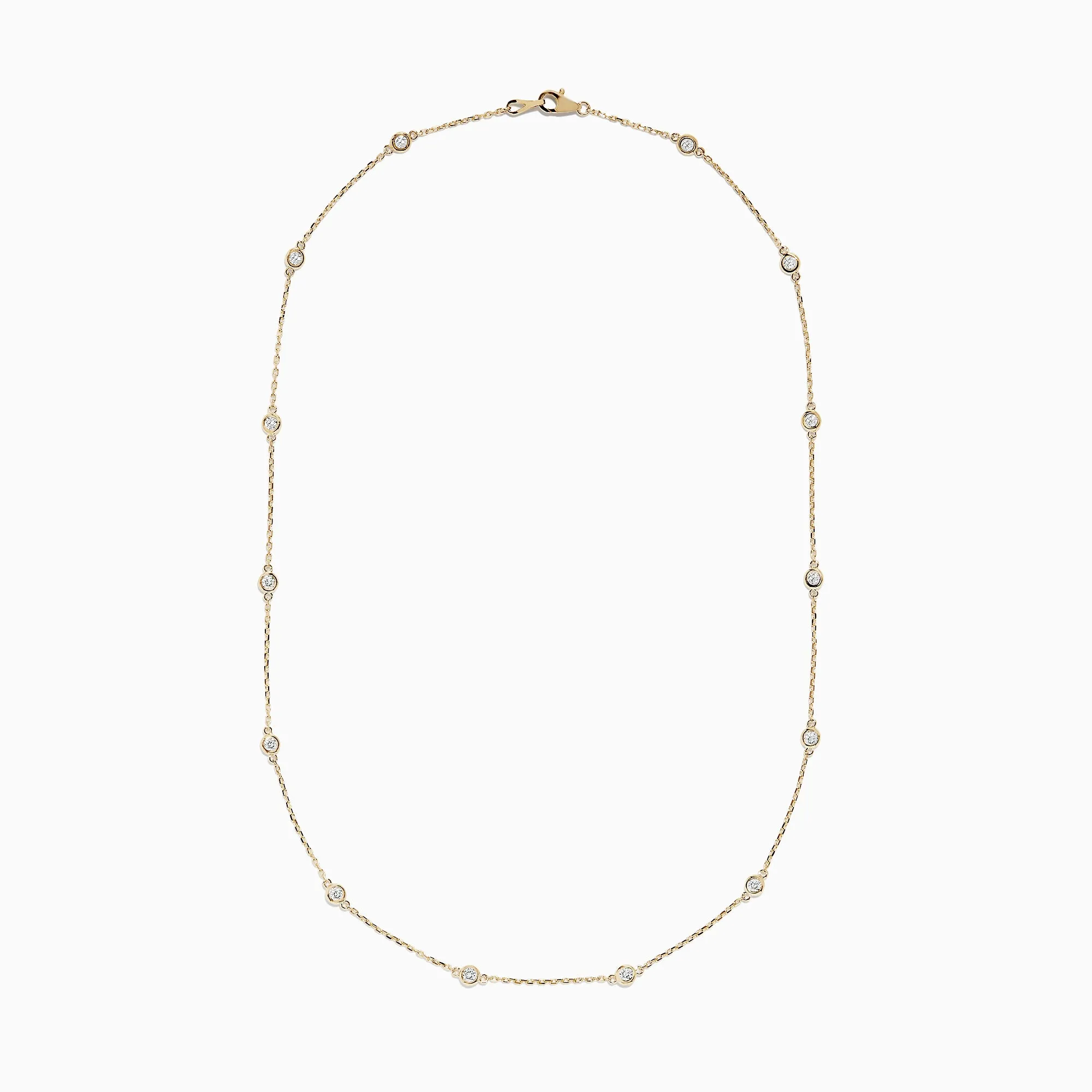 14K Yellow Gold 18" Diamond Station Necklace, 1.00 TCW