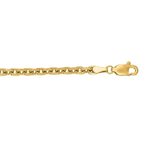 14K Yellow Gold 4mm Diamond Cut Cable Chain with Lobster Lock