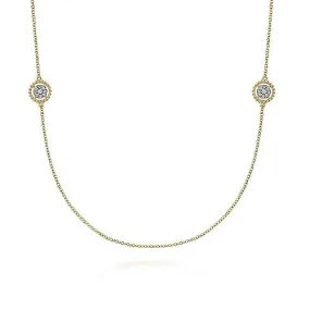 14K Yellow Gold Bujukan Double Sided Diamond Station Necklace