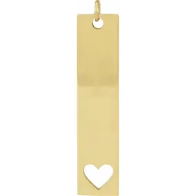 14K Yellow Gold Engravable Bar Pendant