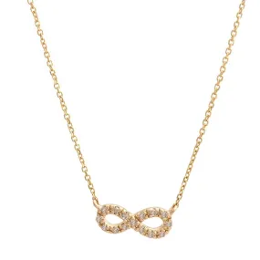 14K Yellow Gold Infinity Single Micro Pave Diamond Necklace