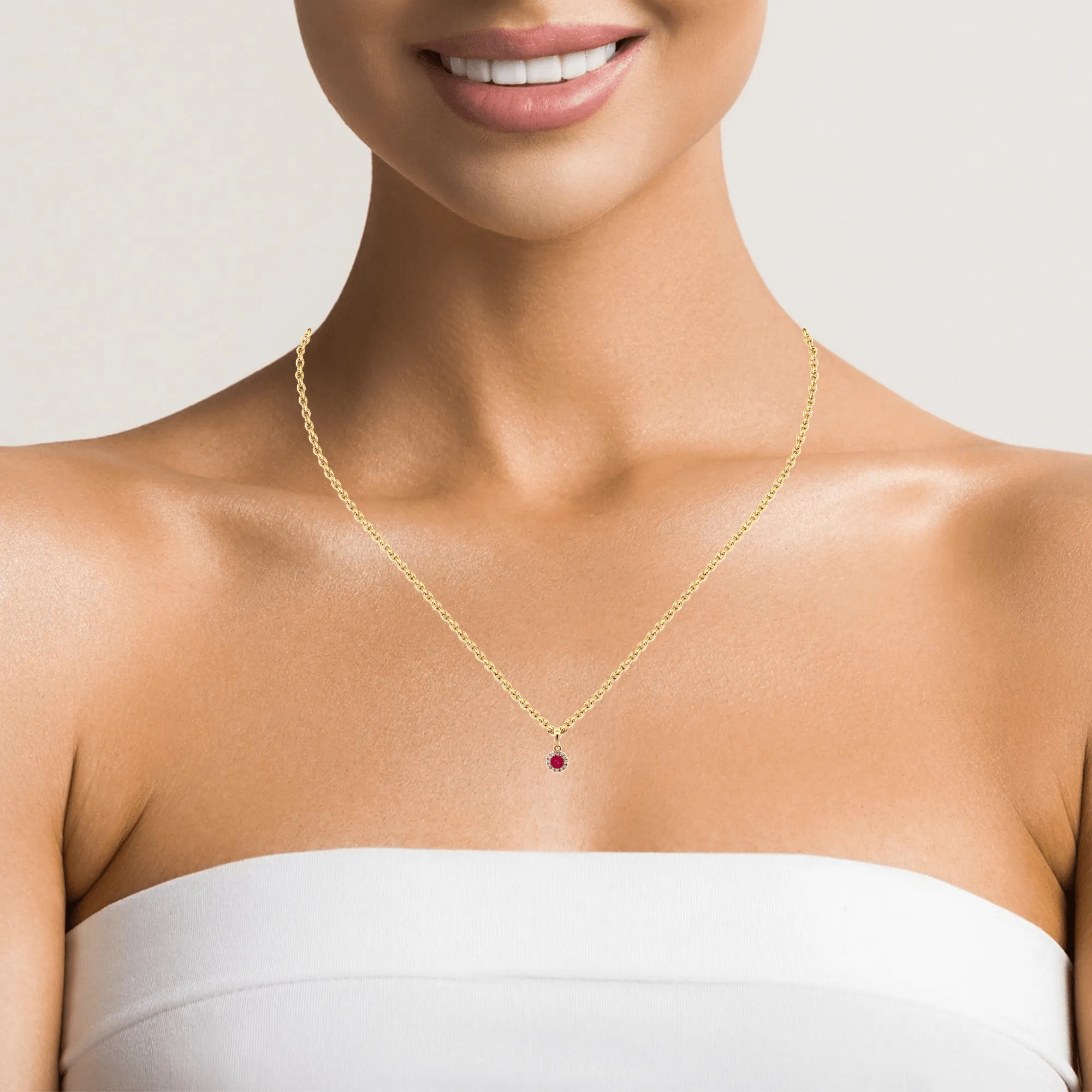 14k Yellow Gold Natural Ruby Pendant Necklace