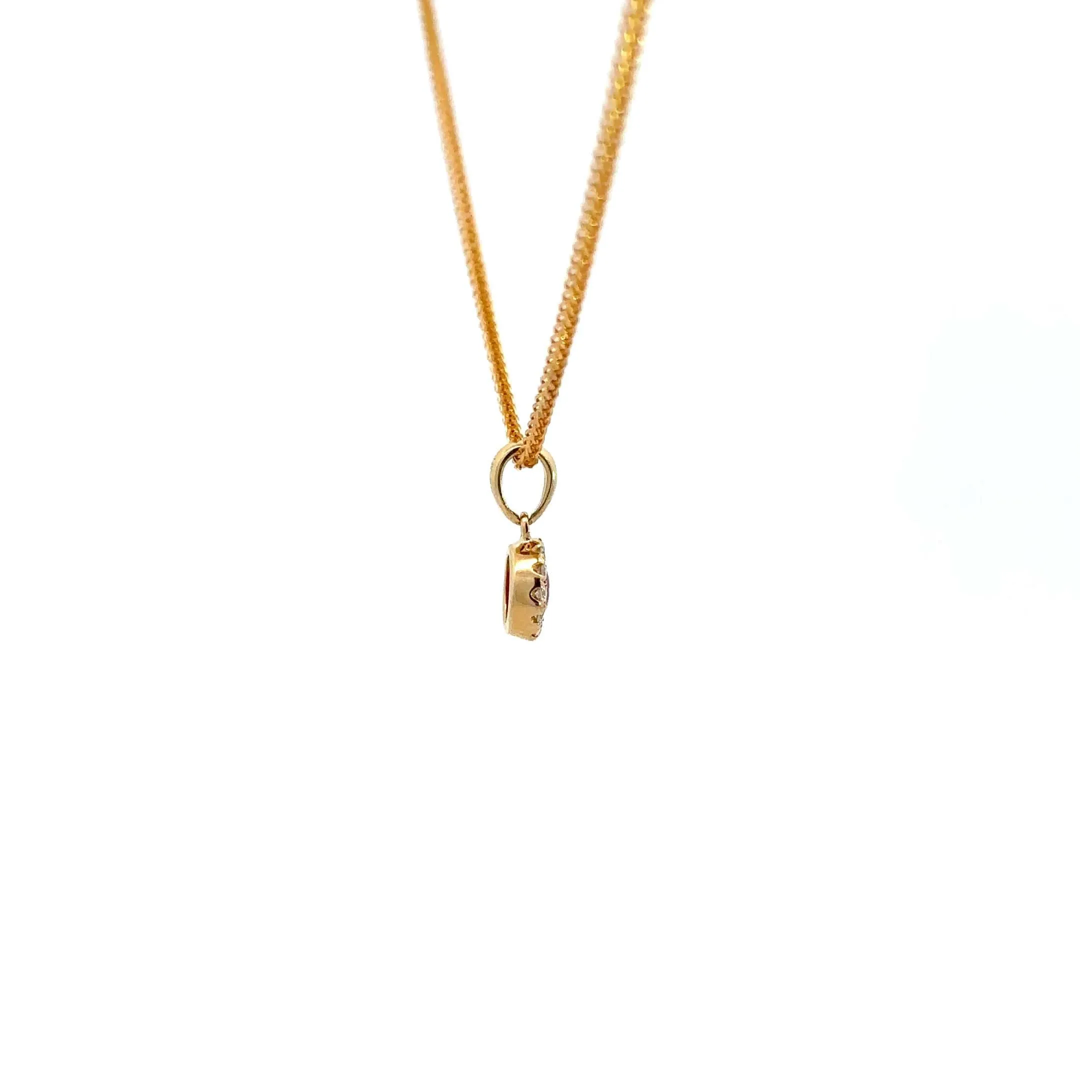 14k Yellow Gold Natural Ruby Pendant Necklace