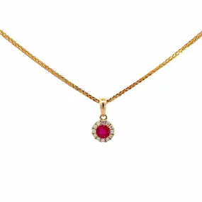 14k Yellow Gold Natural Ruby Pendant Necklace