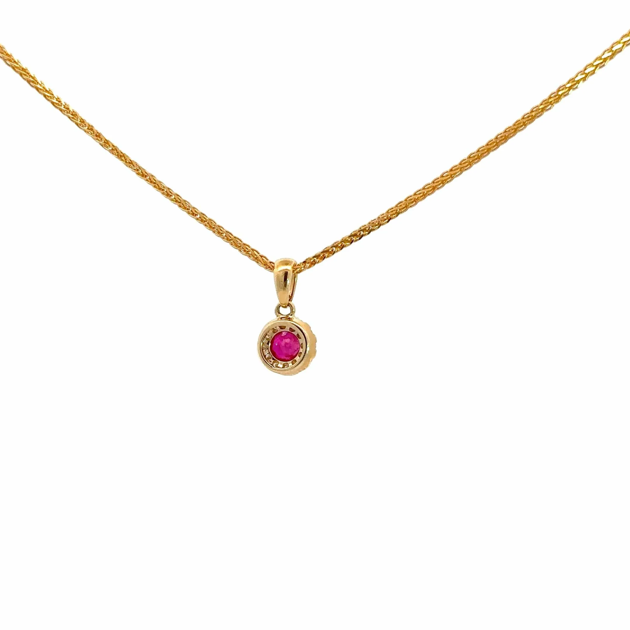 14k Yellow Gold Natural Ruby Pendant Necklace