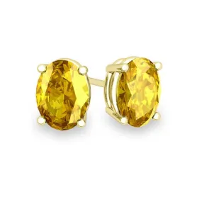 14k Yellow Gold Plated 1/2 Carat Round Created Yellow Sapphire Stud Earrings