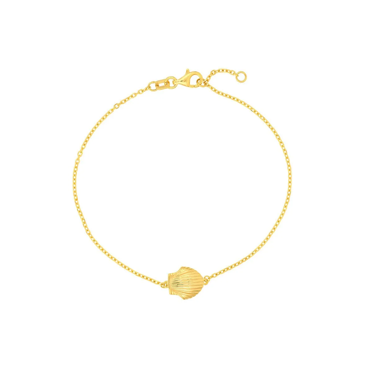 14K Yellow Gold Single Seashell Station Bracelet