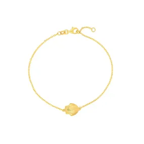 14K Yellow Gold Single Seashell Station Bracelet