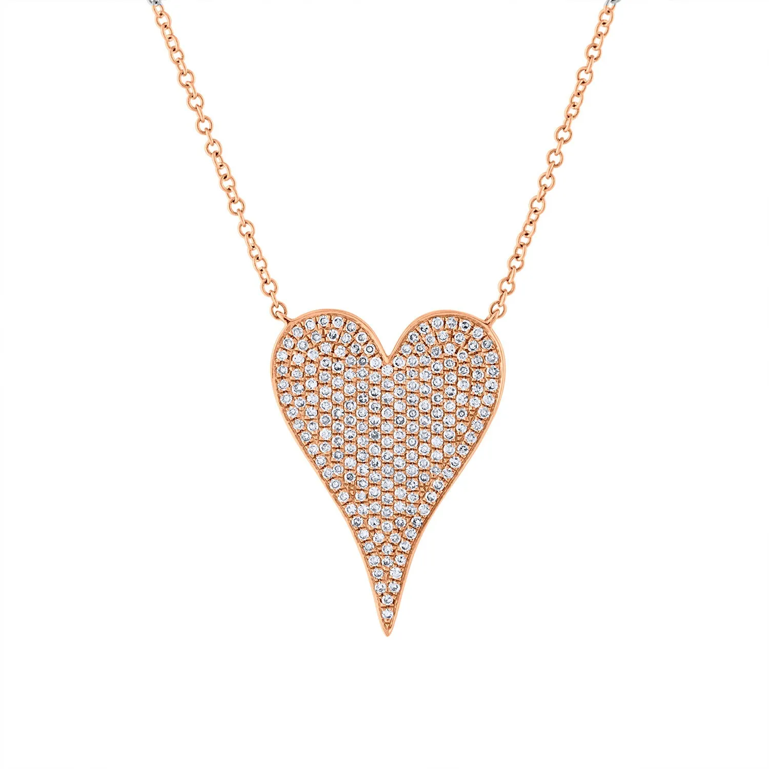 14KT GOLD DIAMOND LARGE MODERN HEART NECKLACE