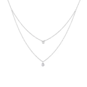 14KT GOLD DOUBLE STRAND DIAMOND BEZEL SET NECKLACE