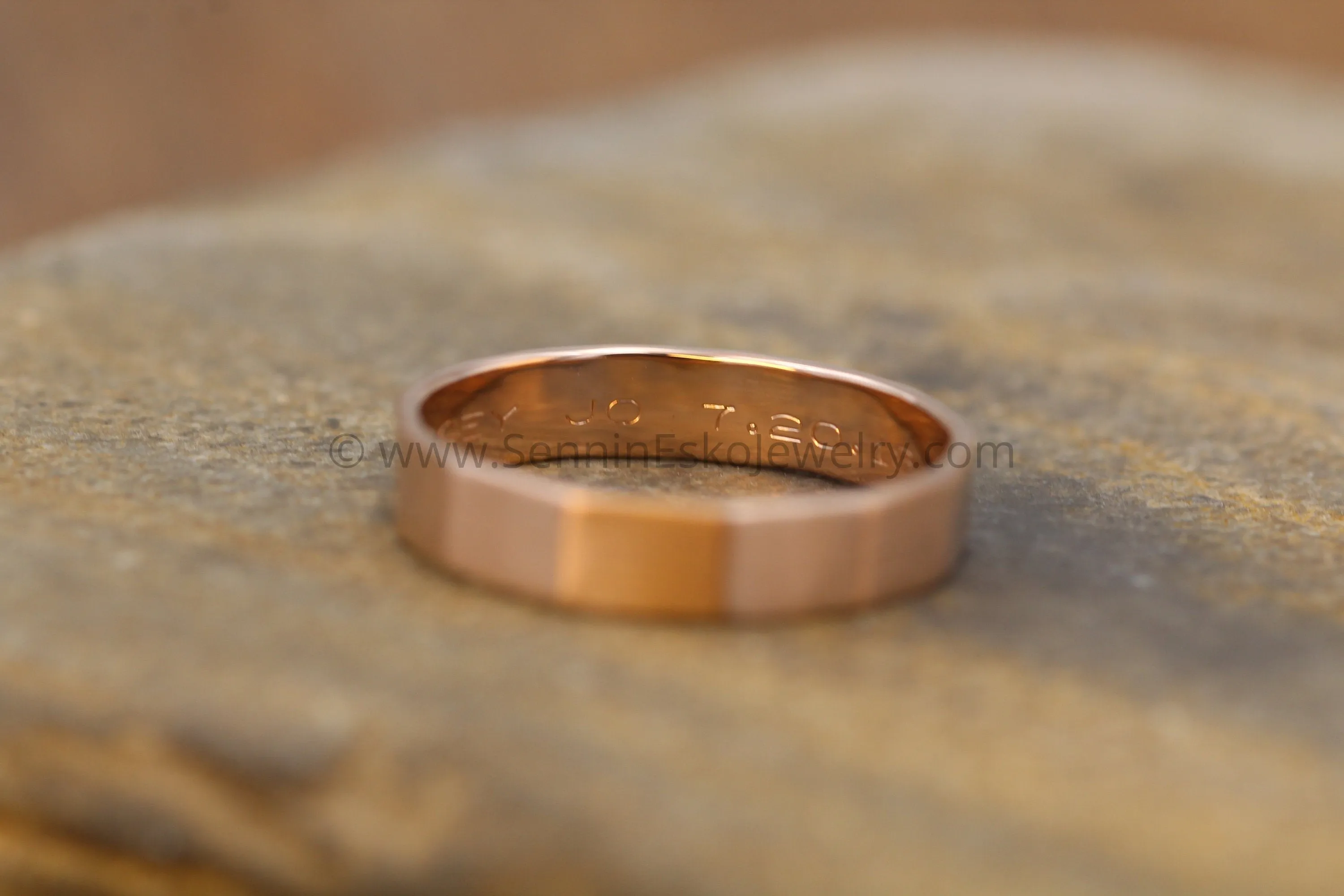 14kt Rose Gold 4x1mm Faceted Band - Matte Finish