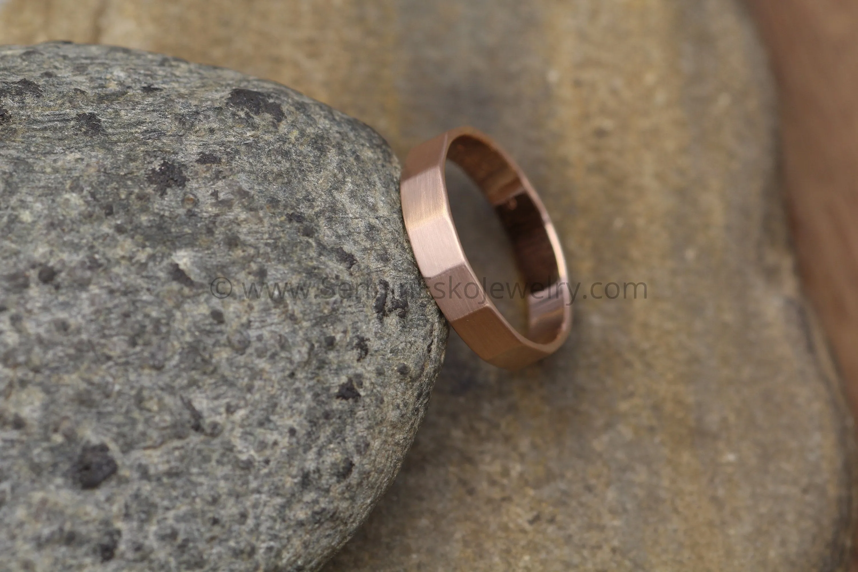 14kt Rose Gold 4x1mm Faceted Band - Matte Finish