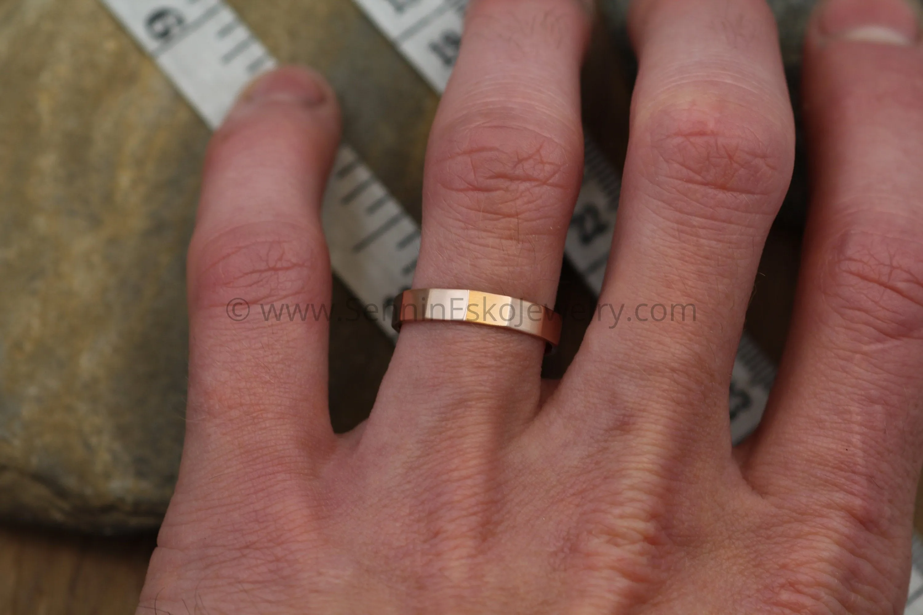 14kt Rose Gold 4x1mm Faceted Band - Matte Finish