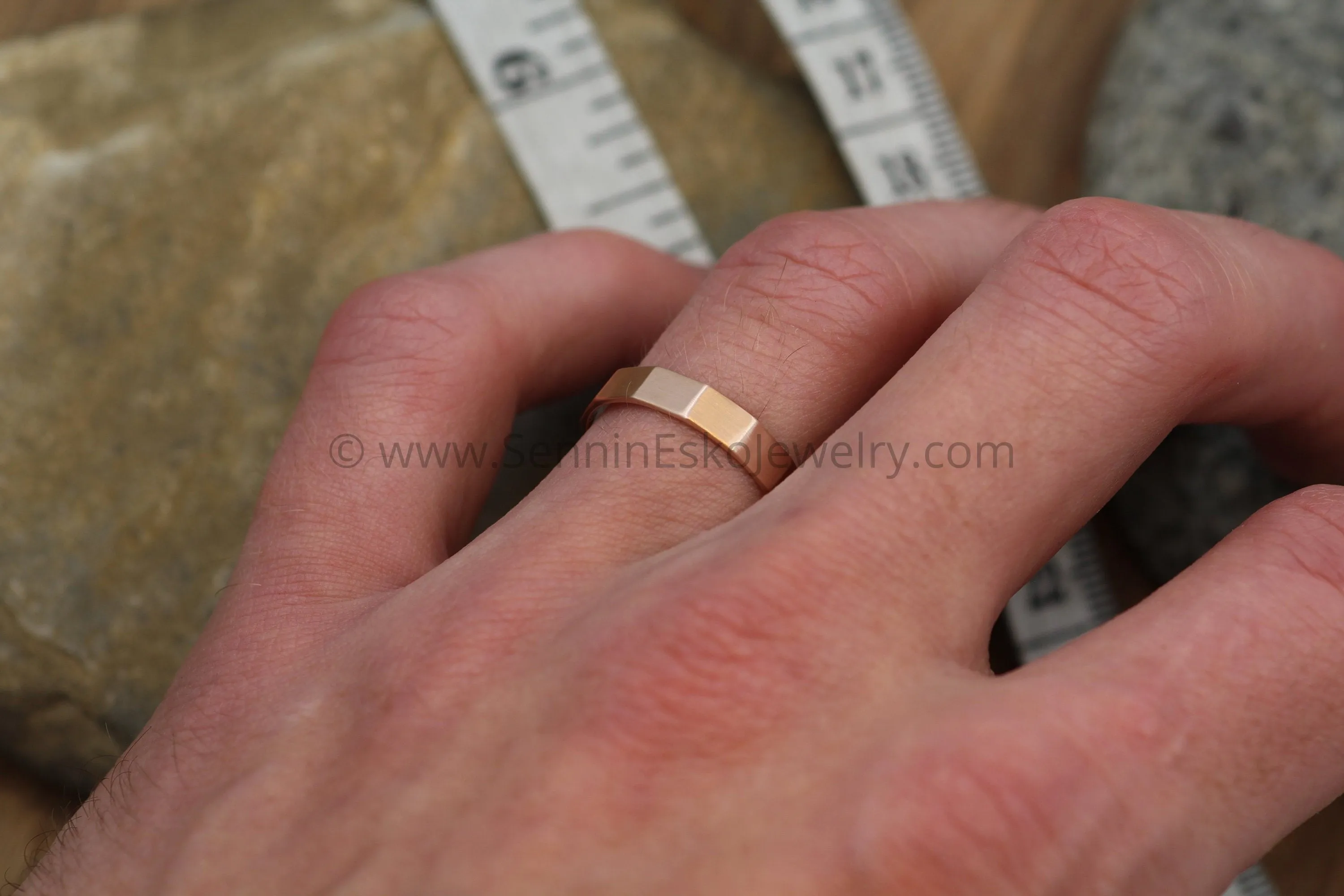 14kt Rose Gold 4x1mm Faceted Band - Matte Finish