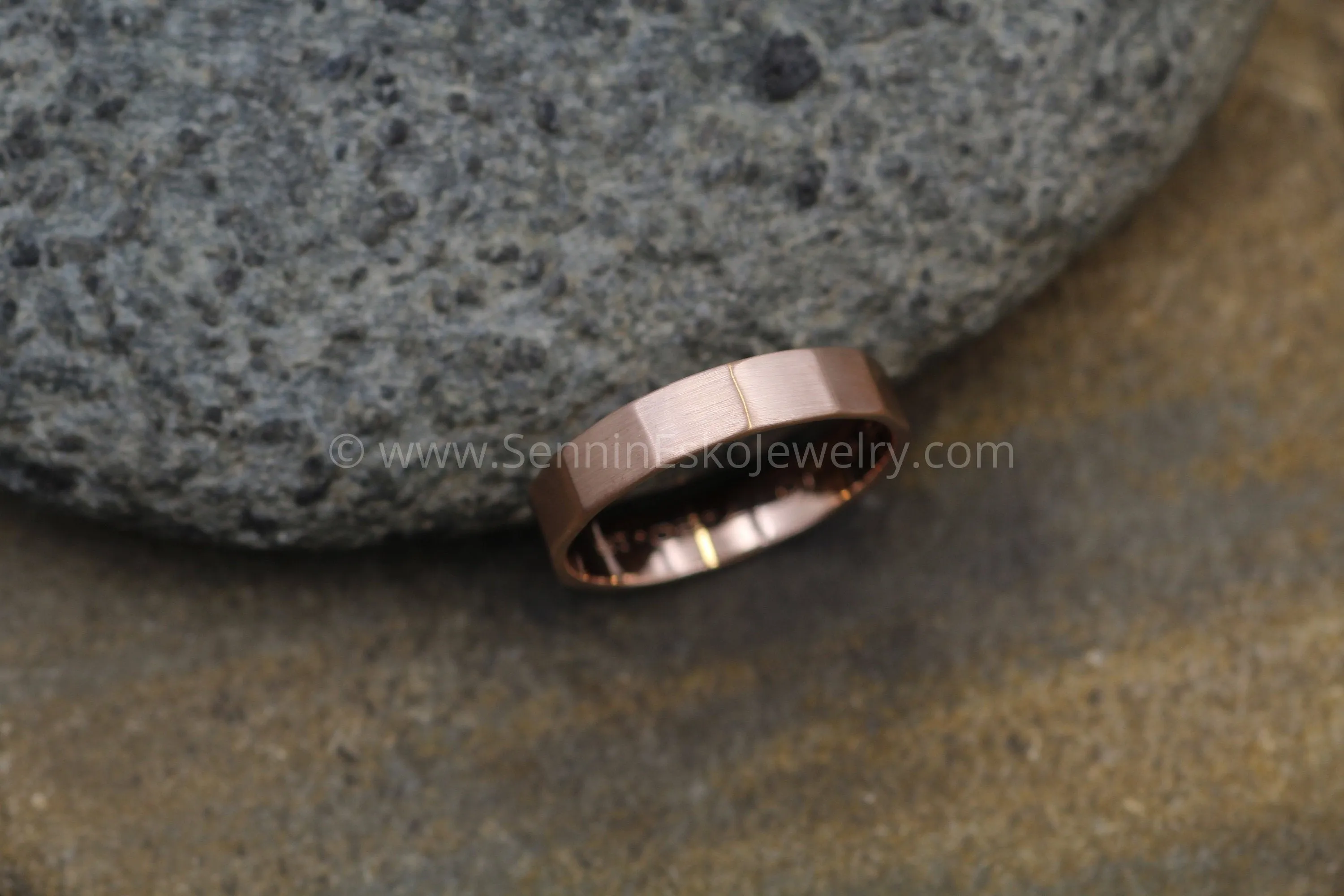 14kt Rose Gold 4x1mm Faceted Band - Matte Finish