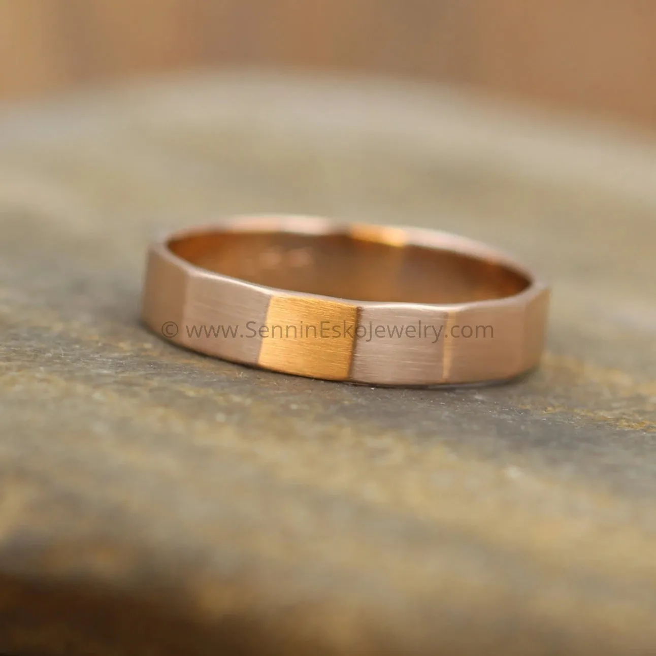 14kt Rose Gold 4x1mm Faceted Band - Matte Finish