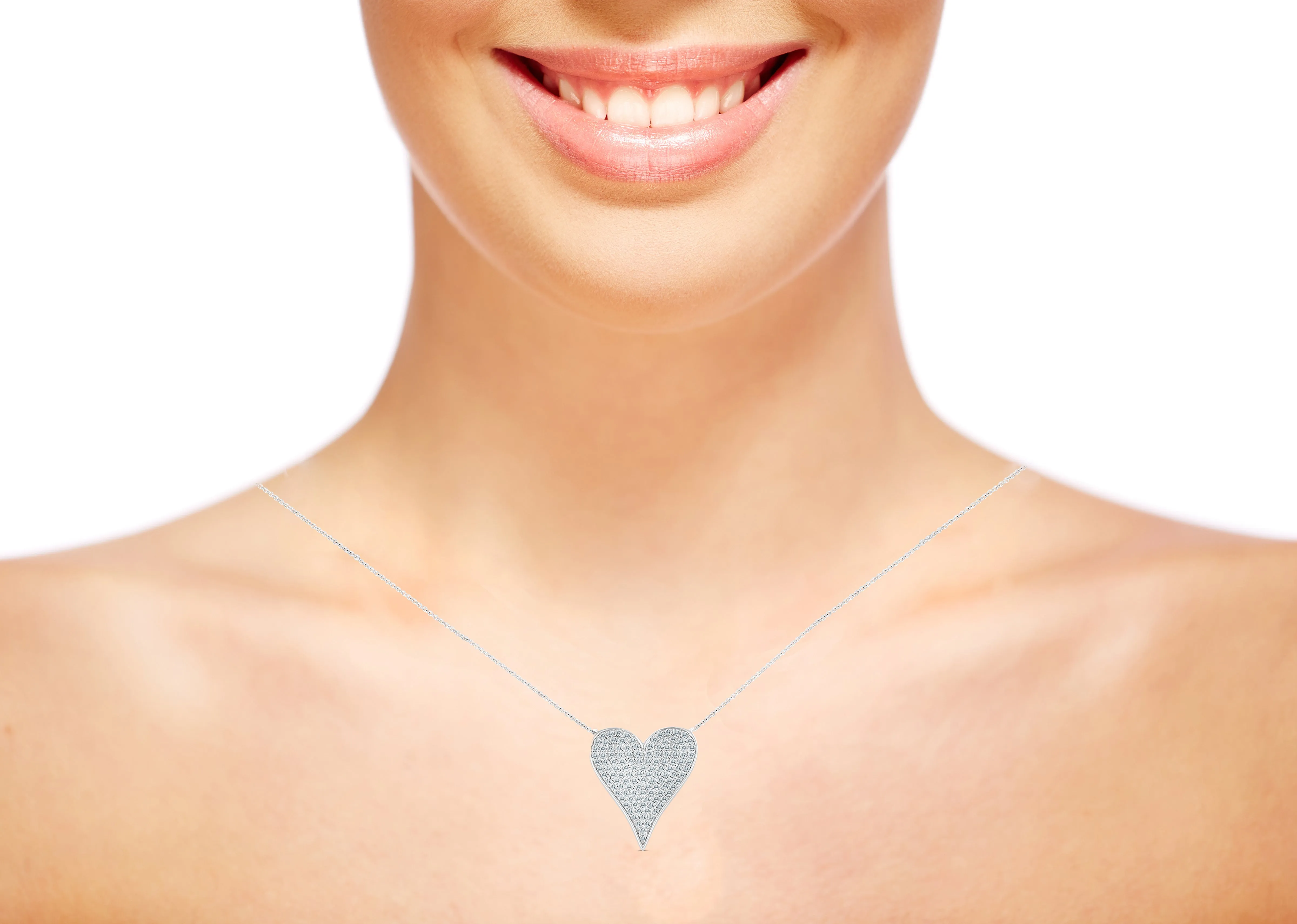 14KW 119D0.26CT ,MEDIUM HEART NECKLACE (151N10559)