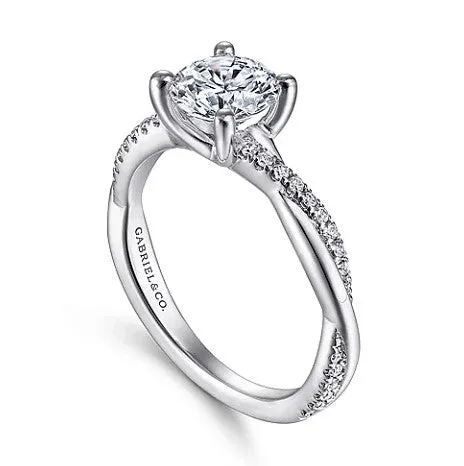 14KW Campana Diamond Round Engagement Ring w/ 0.14 ctw