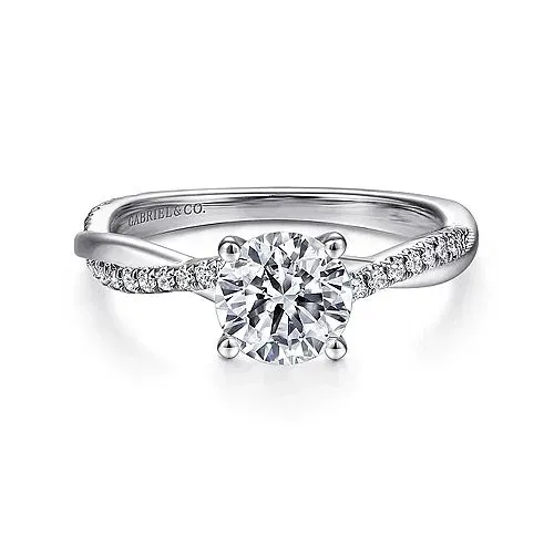 14KW Campana Diamond Round Engagement Ring w/ 0.14 ctw