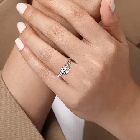 14KW Wave Diamond Round Engagement Ring w/ 0.40 ctw