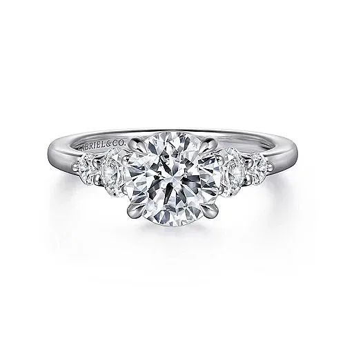 14KW Wave Diamond Round Engagement Ring w/ 0.40 ctw