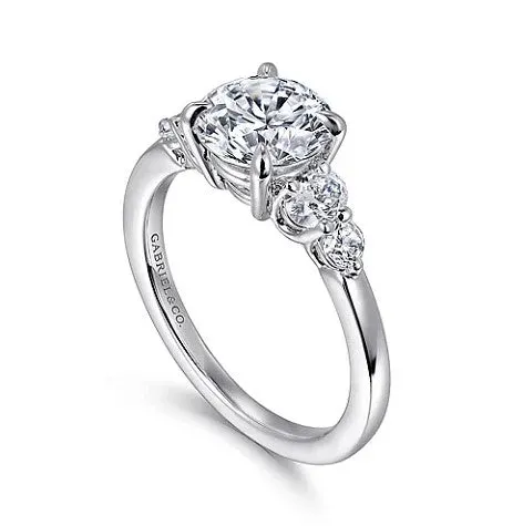 14KW Wave Diamond Round Engagement Ring w/ 0.40 ctw