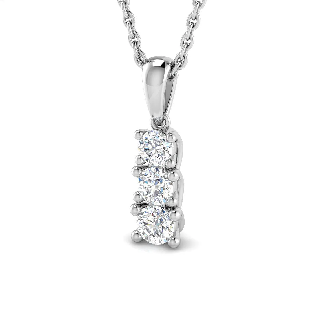 18ct White Gold 0.26ct Round Brilliant Cut Diamond Trilogy Necklace