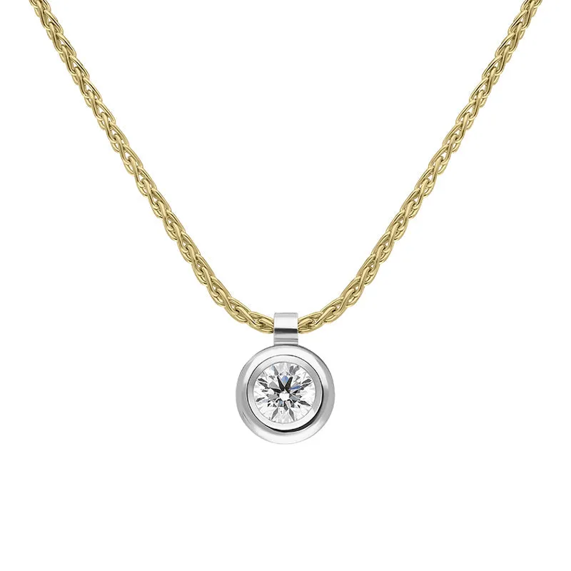 18ct White Yellow Gold .23ct Diamond Certified Solitaire Pendant Necklace