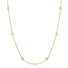 18ct Yellow Gold 0.26ct Round Brilliant Cut Diamond Station Necklace