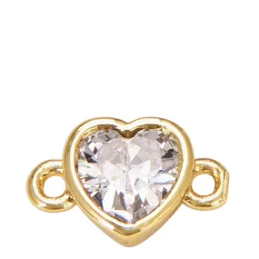 18K Gold Filled Tiny Heart Micro Pave Charm Connector