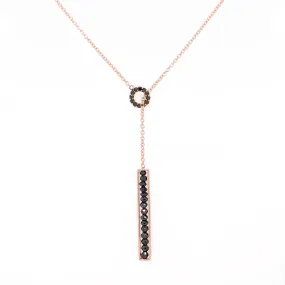 18k Rose Gold Black Diamond Lariat Necklace