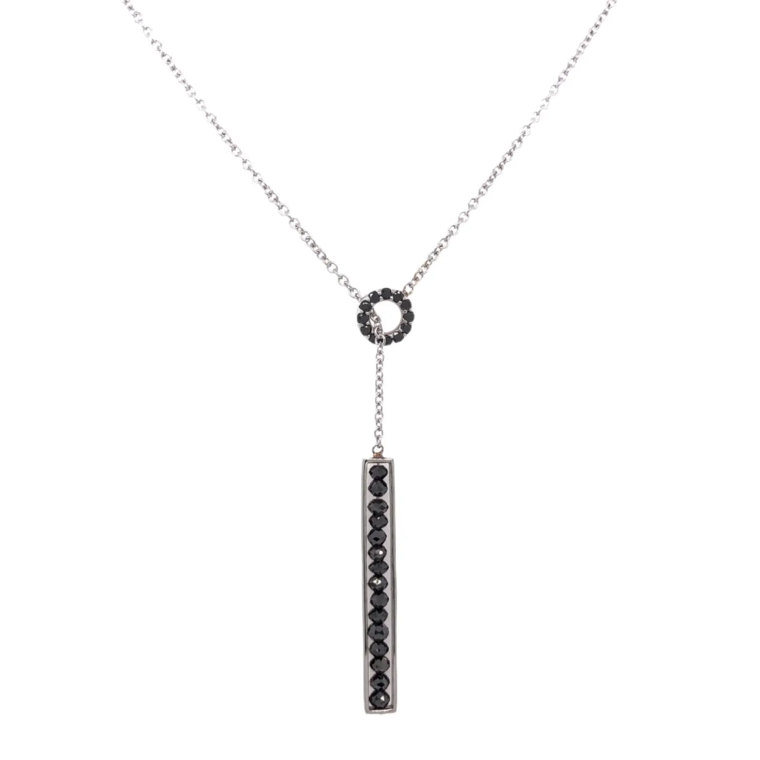 18k White Gold Black Diamond Lariat Necklace