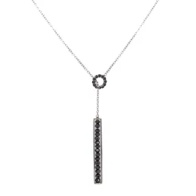 18k White Gold Black Diamond Lariat Necklace