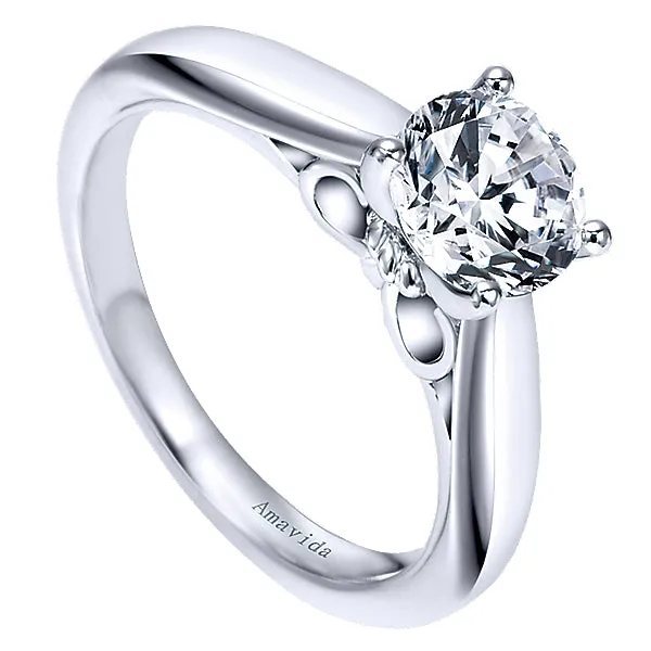 18k White Gold Contemporary Solitaire Ring - ER8087W8JJJ