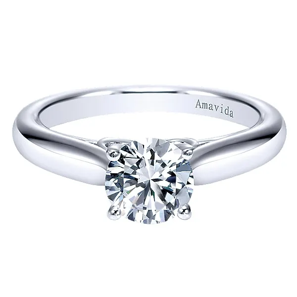 18k White Gold Contemporary Solitaire Ring - ER8087W8JJJ